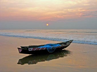 boat at sunrise